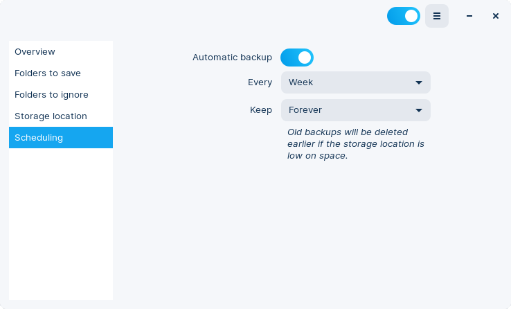 Scheduling backups in Backups