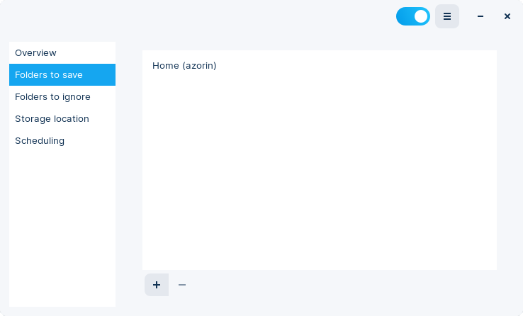 Selecting data to backup in Backups