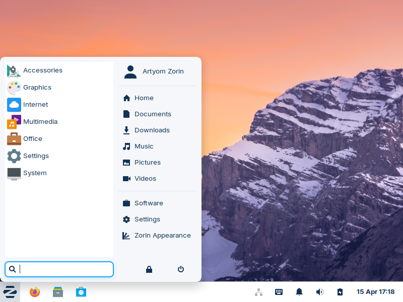 Zorin OS 17 Lite desktop