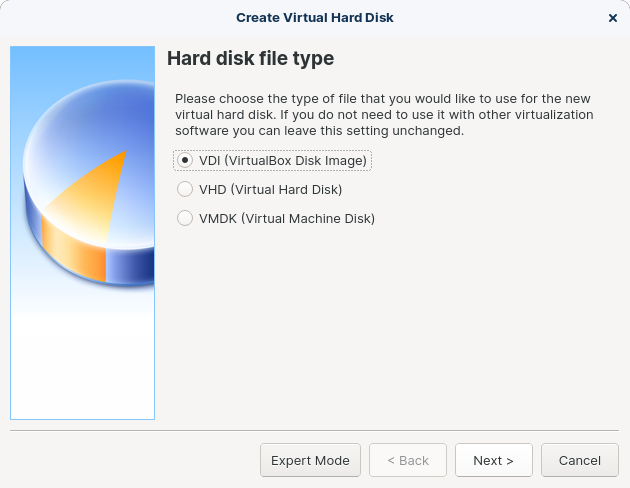 VirtualBox hard disk file type