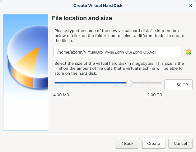 VirtualBox hard drive size