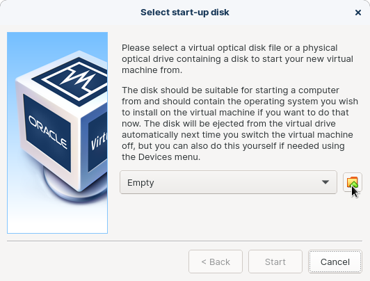 VirtualBox select start-up disk