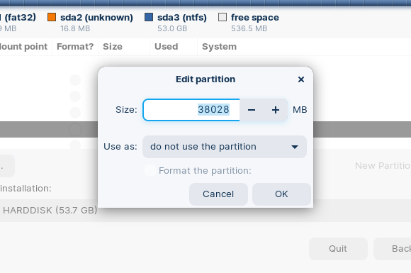 Edit the Windows partition