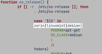 Text line which reads zorin|linuxmint|debian)