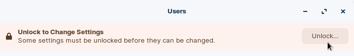 Unlock User settings