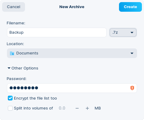 Create a new archive