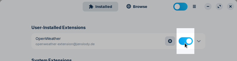 Enable to disable an extension