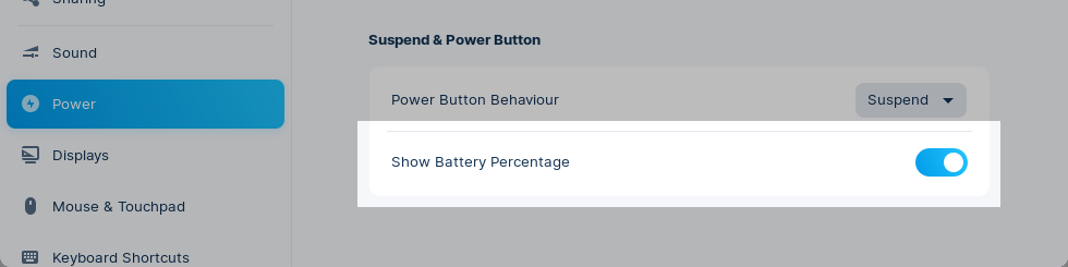 Show Battery Percentage setting